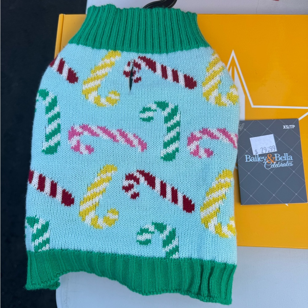 Festive Dog Sweater - Green and Multicolor
